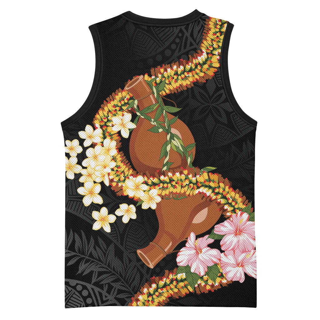 Aloha Hawaii Ipu Gourd Mix ʻĀkulikuli Lei Basketball Jersey Obsidian Black LT7 - Polynesian Pride