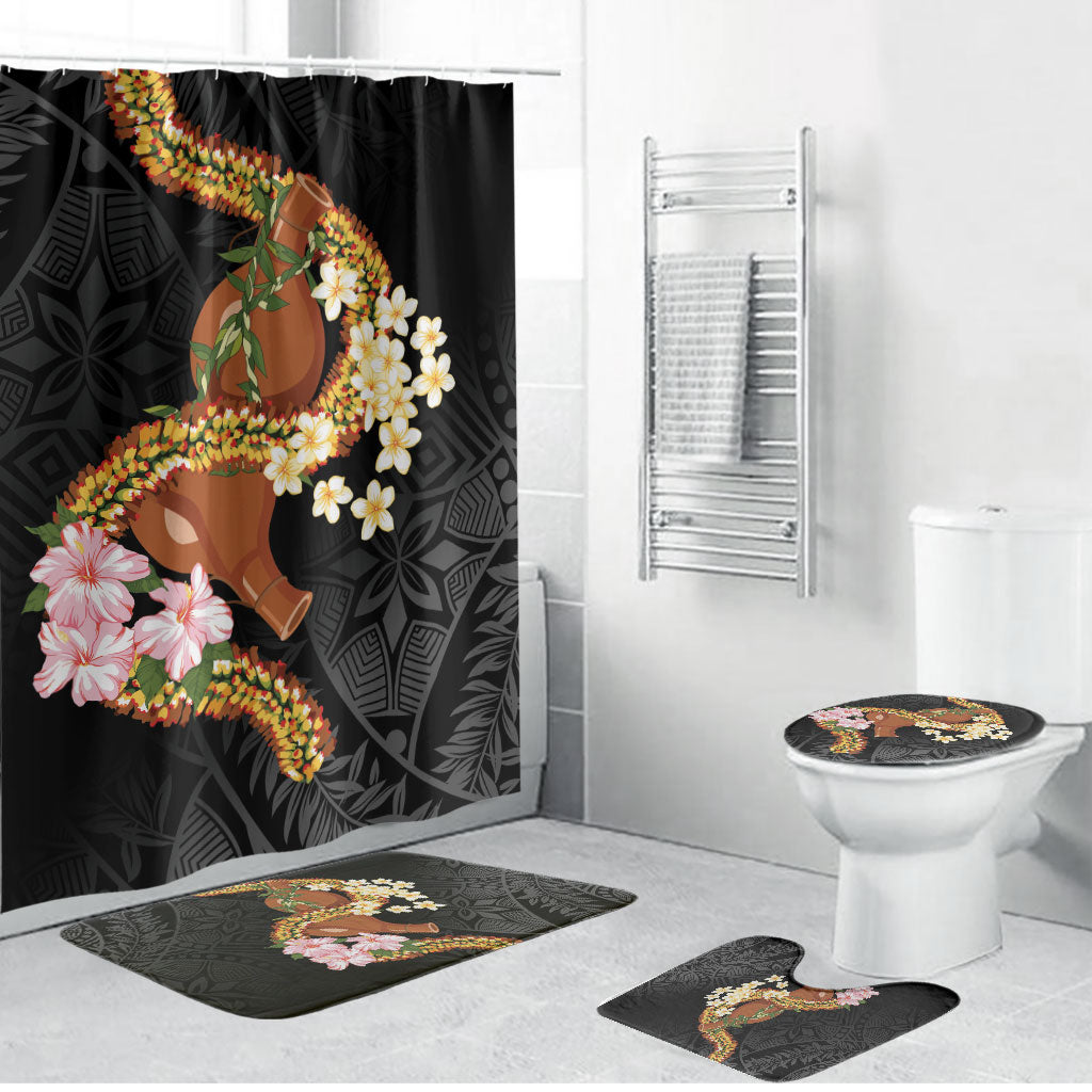 Aloha Hawaii Ipu Gourd Mix ʻĀkulikuli Lei Bathroom Set Obsidian Black LT7 Bathroom Set (4 pcs) Obsidian Black - Polynesian Pride
