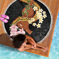 Aloha Hawaii Ipu Gourd Mix ʻĀkulikuli Lei Beach Blanket Obsidian Black LT7 - Polynesian Pride