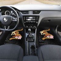 Aloha Hawaii Ipu Gourd Mix ʻĀkulikuli Lei Car Mats Obsidian Black LT7 Set 2pcs - Front Obsidian Black - Polynesian Pride