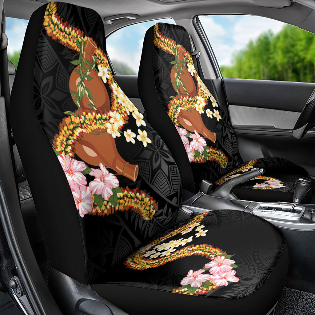 Aloha Hawaii Ipu Gourd Mix ʻĀkulikuli Lei Car Seat Cover Obsidian Black LT7 - Polynesian Pride