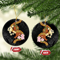 Aloha Hawaii Ipu Gourd Mix ʻĀkulikuli Lei Ceramic Ornament Obsidian Black LT7 Circle Obsidian Black - Polynesian Pride