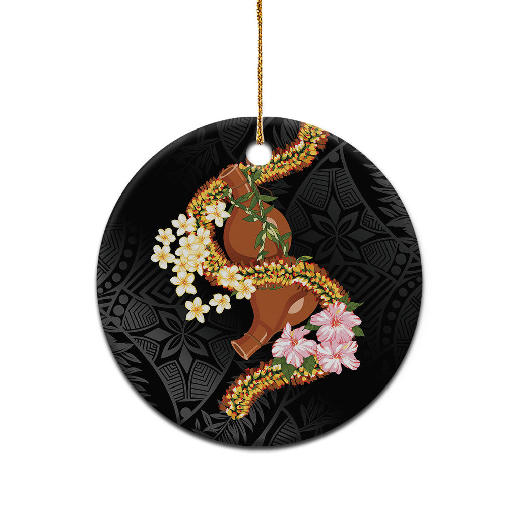 Aloha Hawaii Ipu Gourd Mix ʻĀkulikuli Lei Ceramic Ornament Obsidian Black LT7 - Polynesian Pride