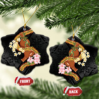 Aloha Hawaii Ipu Gourd Mix ʻĀkulikuli Lei Ceramic Ornament Obsidian Black LT7 Snow Flake Obsidian Black - Polynesian Pride