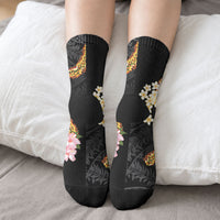 Aloha Hawaii Ipu Gourd Mix ʻĀkulikuli Lei Crew Socks Obsidian Black LT7 - Polynesian Pride