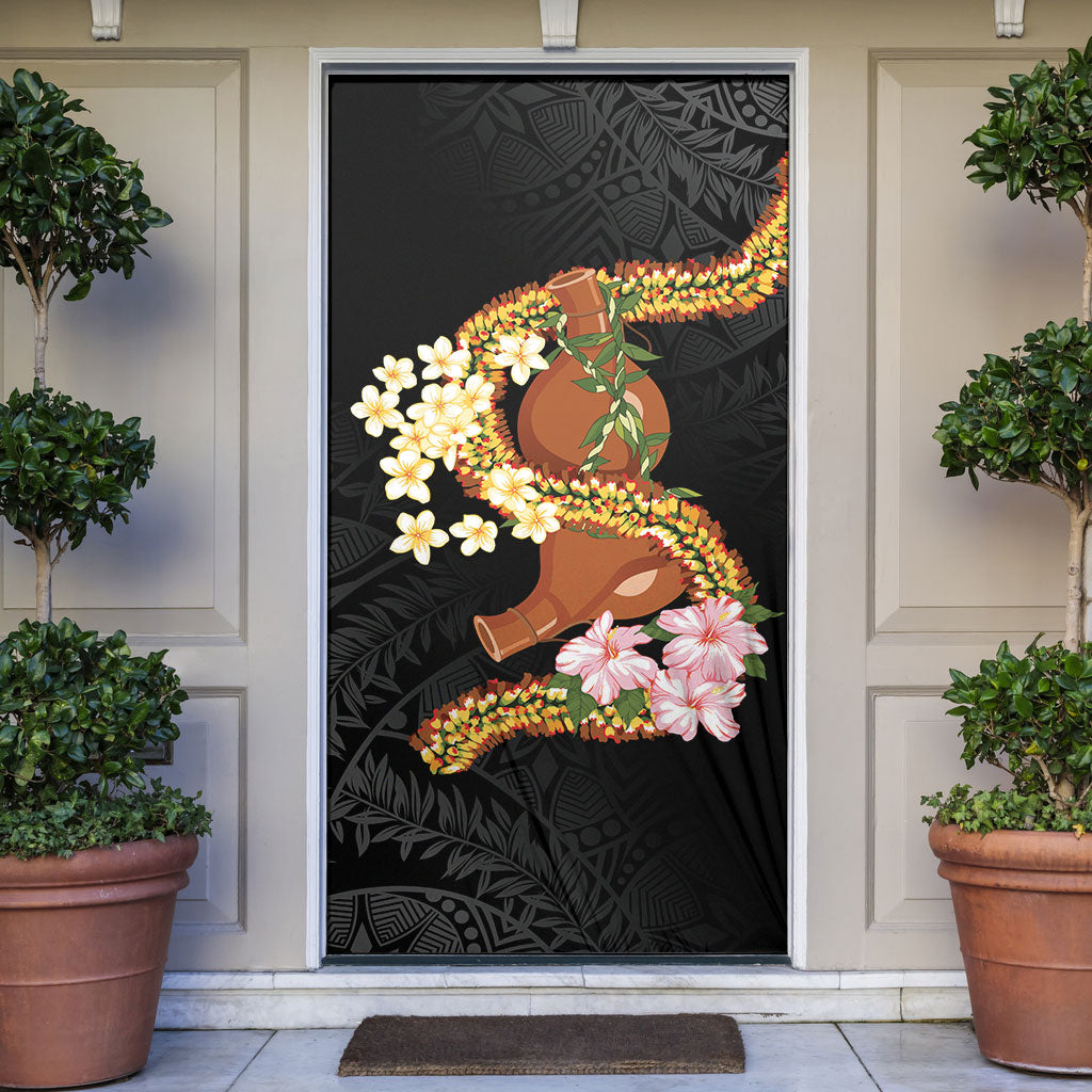 Aloha Hawaii Ipu Gourd Mix ʻĀkulikuli Lei Door Cover Obsidian Black LT7 Obsidian Black - Polynesian Pride