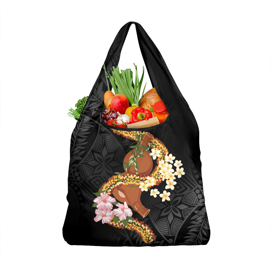 Aloha Hawaii Ipu Gourd Mix ʻĀkulikuli Lei Grocery Bag Obsidian Black LT7 1-pack One Size Obsidian Black - Polynesian Pride