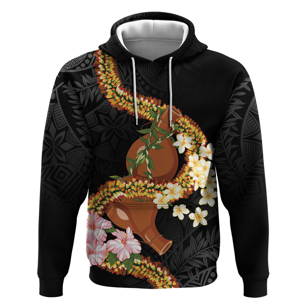 Aloha Hawaii Ipu Gourd Mix ʻĀkulikuli Lei Hoodie Obsidian Black LT7 Pullover Hoodie Obsidian Black - Polynesian Pride