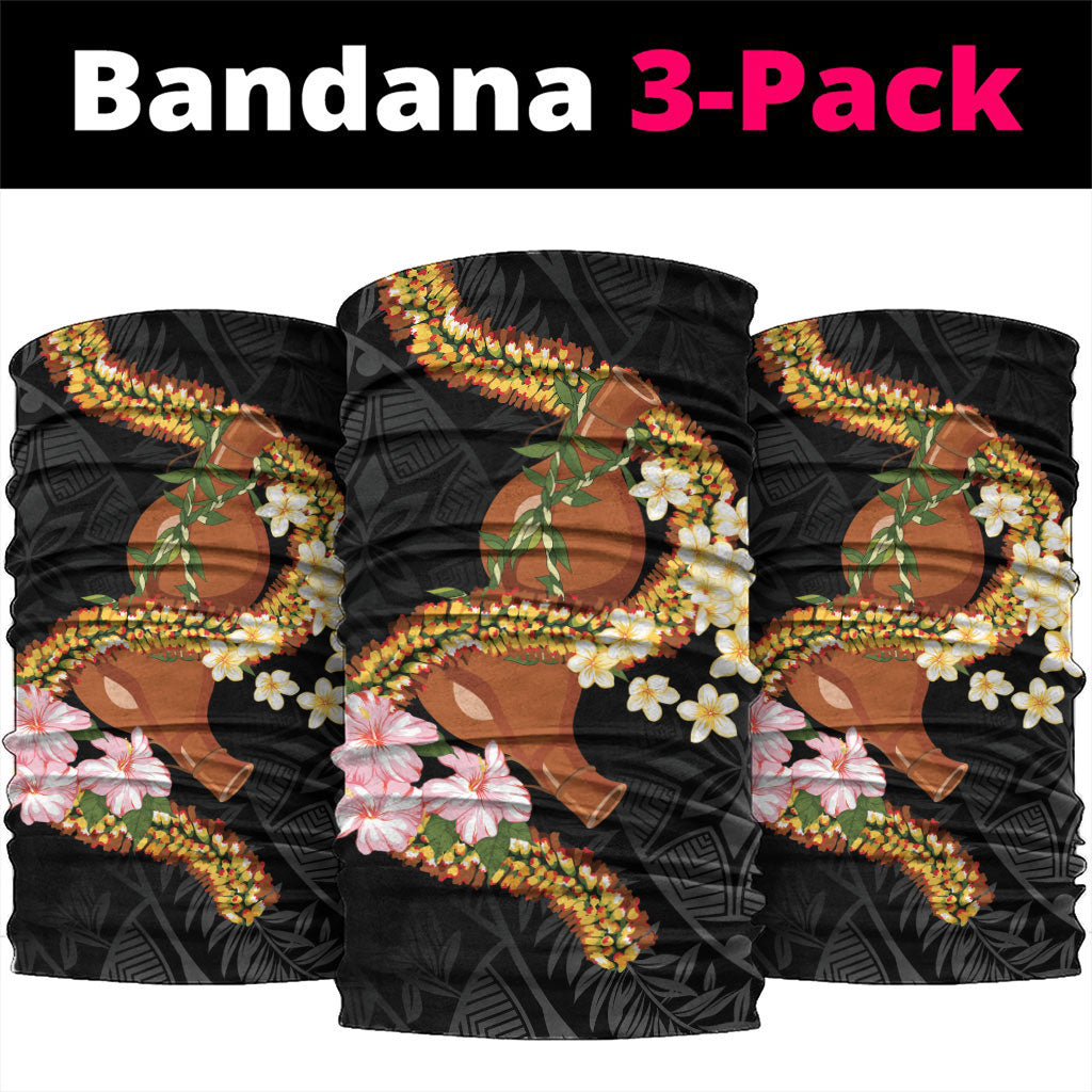 Aloha Hawaii Ipu Gourd Mix ʻĀkulikuli Lei Neck Gaiter Obsidian Black LT7 package One Size: 25*50cm Obsidian Black - Polynesian Pride
