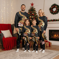 Aloha Hawaii Ipu Gourd Mix ʻĀkulikuli Lei Christmas Pajama Set Obsidian Black LT7 - Polynesian Pride