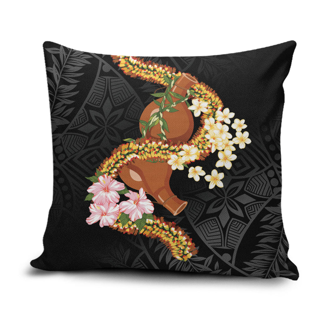 Aloha Hawaii Ipu Gourd Mix ʻĀkulikuli Lei Pillow Cover Obsidian Black LT7 Obsidian Black - Polynesian Pride