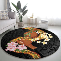 Aloha Hawaii Ipu Gourd Mix ʻĀkulikuli Lei Round Carpet Obsidian Black LT7 - Polynesian Pride
