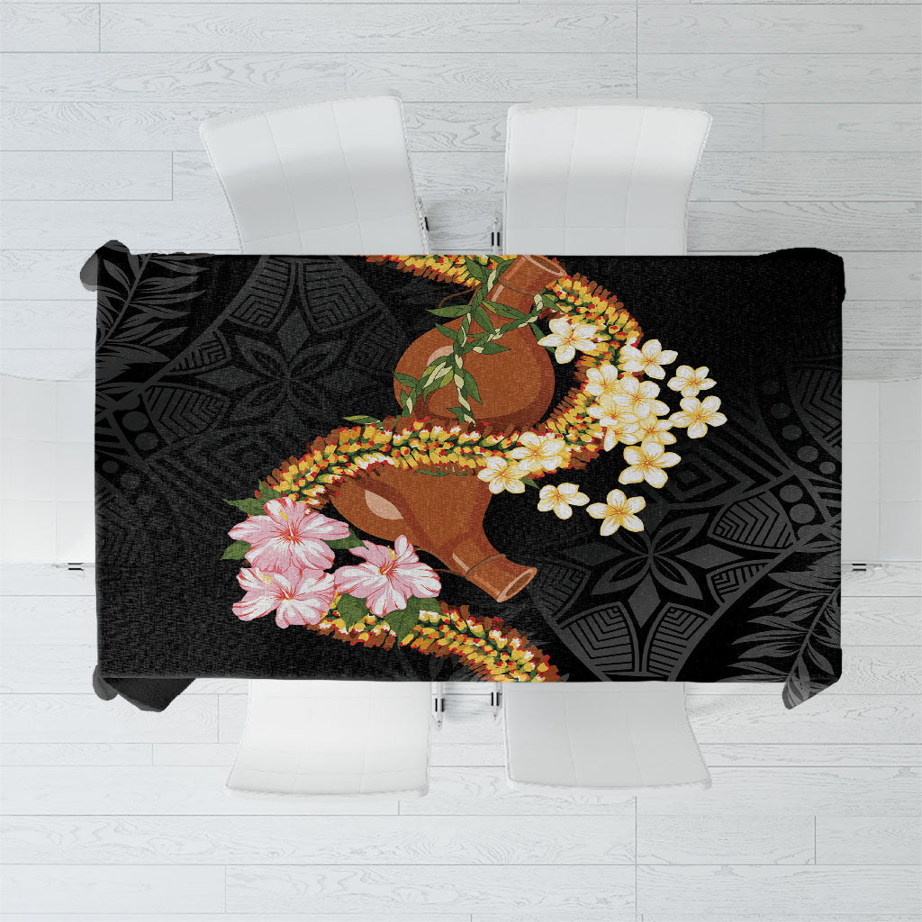 Aloha Hawaii Ipu Gourd Mix ʻĀkulikuli Lei Tablecloth Obsidian Black LT7 Obsidian Black - Polynesian Pride