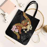 Aloha Hawaii Ipu Gourd Mix ʻĀkulikuli Lei Tote Bag Obsidian Black LT7 Black Strap One Size Obsidian Black - Polynesian Pride