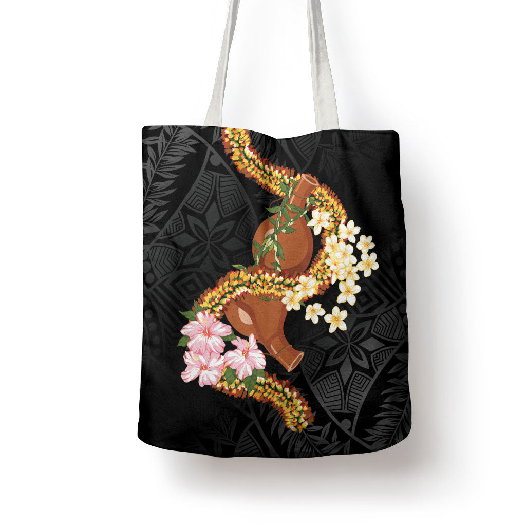 Aloha Hawaii Ipu Gourd Mix ʻĀkulikuli Lei Tote Bag Obsidian Black LT7 - Polynesian Pride