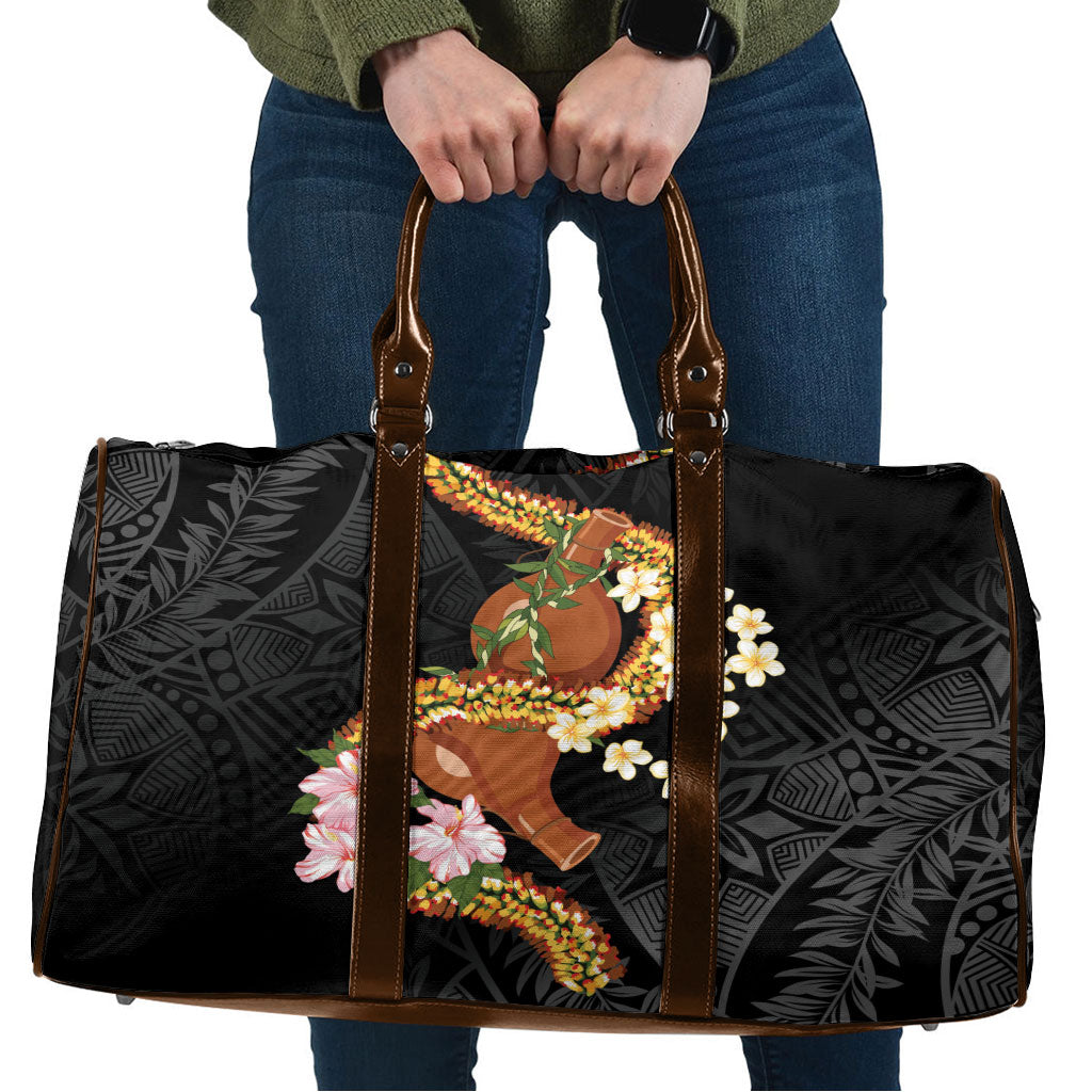 Aloha Hawaii Ipu Gourd Mix ʻĀkulikuli Lei Travel Bag Obsidian Black LT7 Obsidian Black - Polynesian Pride