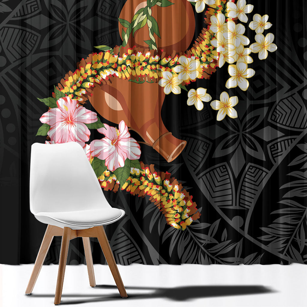 Aloha Hawaii Ipu Gourd Mix ʻĀkulikuli Lei Window Curtain Obsidian Black LT7 - Polynesian Pride