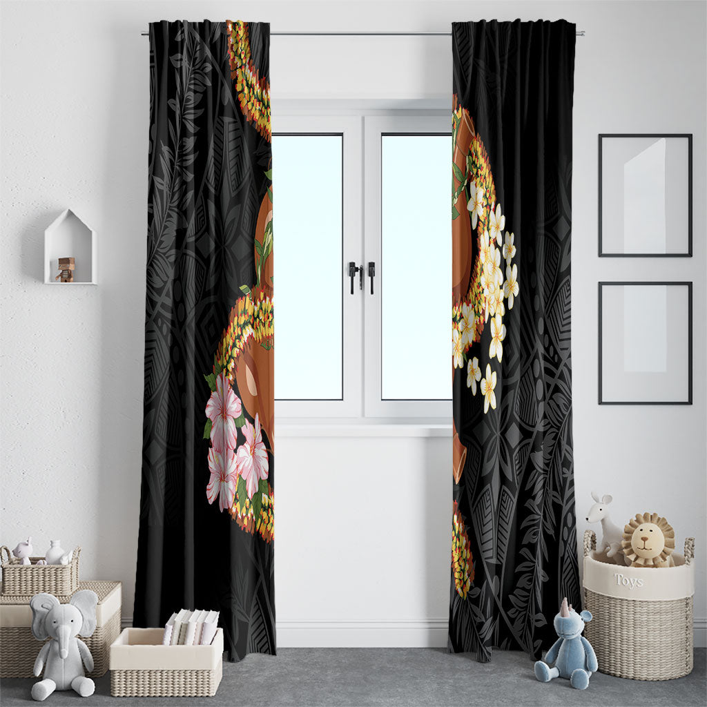 Aloha Hawaii Ipu Gourd Mix ʻĀkulikuli Lei Window Curtain Obsidian Black LT7 - Polynesian Pride