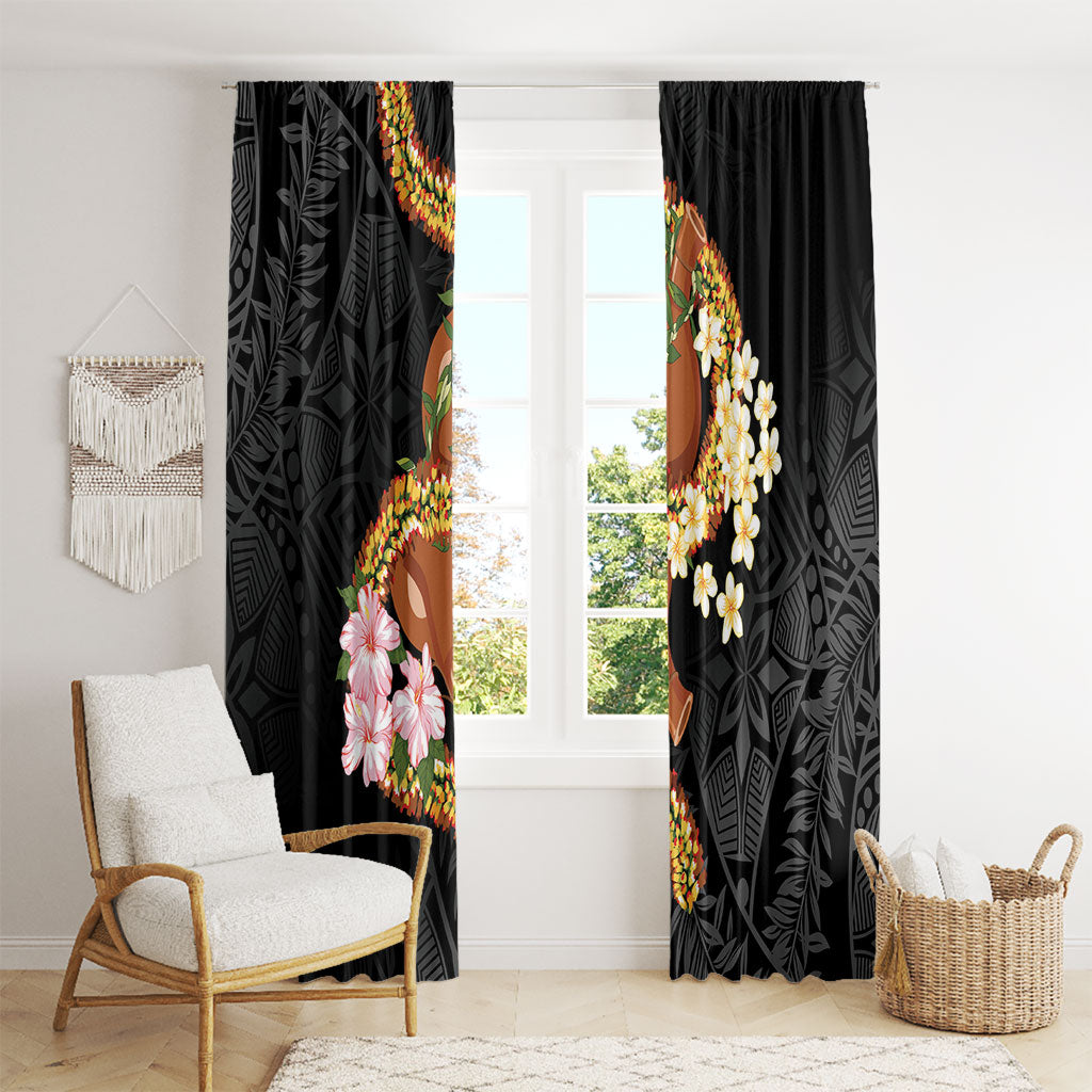 Aloha Hawaii Ipu Gourd Mix ʻĀkulikuli Lei Window Curtain Obsidian Black LT7 - Polynesian Pride