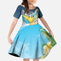Funny Tropical Christmas Family Matching Long Sleeve Bodycon Dress and Hawaiian Shirt Tis The Season To Get Tipsy LT7 Daughter's Dress Colorful - Polynesian Pride
