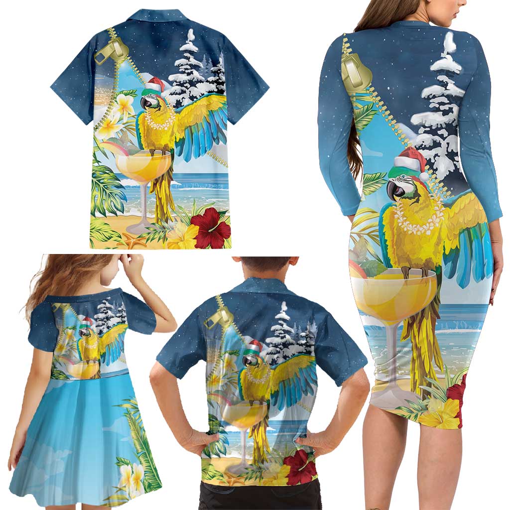 Funny Tropical Christmas Family Matching Long Sleeve Bodycon Dress and Hawaiian Shirt Tis The Season To Get Tipsy LT7 - Polynesian Pride
