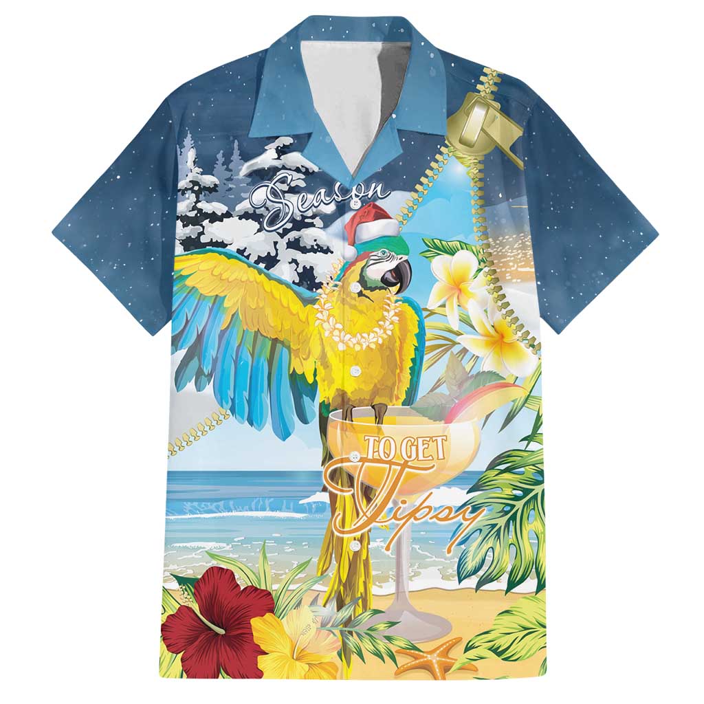Funny Tropical Christmas Family Matching Long Sleeve Bodycon Dress and Hawaiian Shirt Tis The Season To Get Tipsy LT7 Dad's Shirt - Short Sleeve Colorful - Polynesian Pride