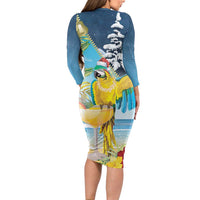 Funny Tropical Christmas Family Matching Long Sleeve Bodycon Dress and Hawaiian Shirt Tis The Season To Get Tipsy LT7 - Polynesian Pride