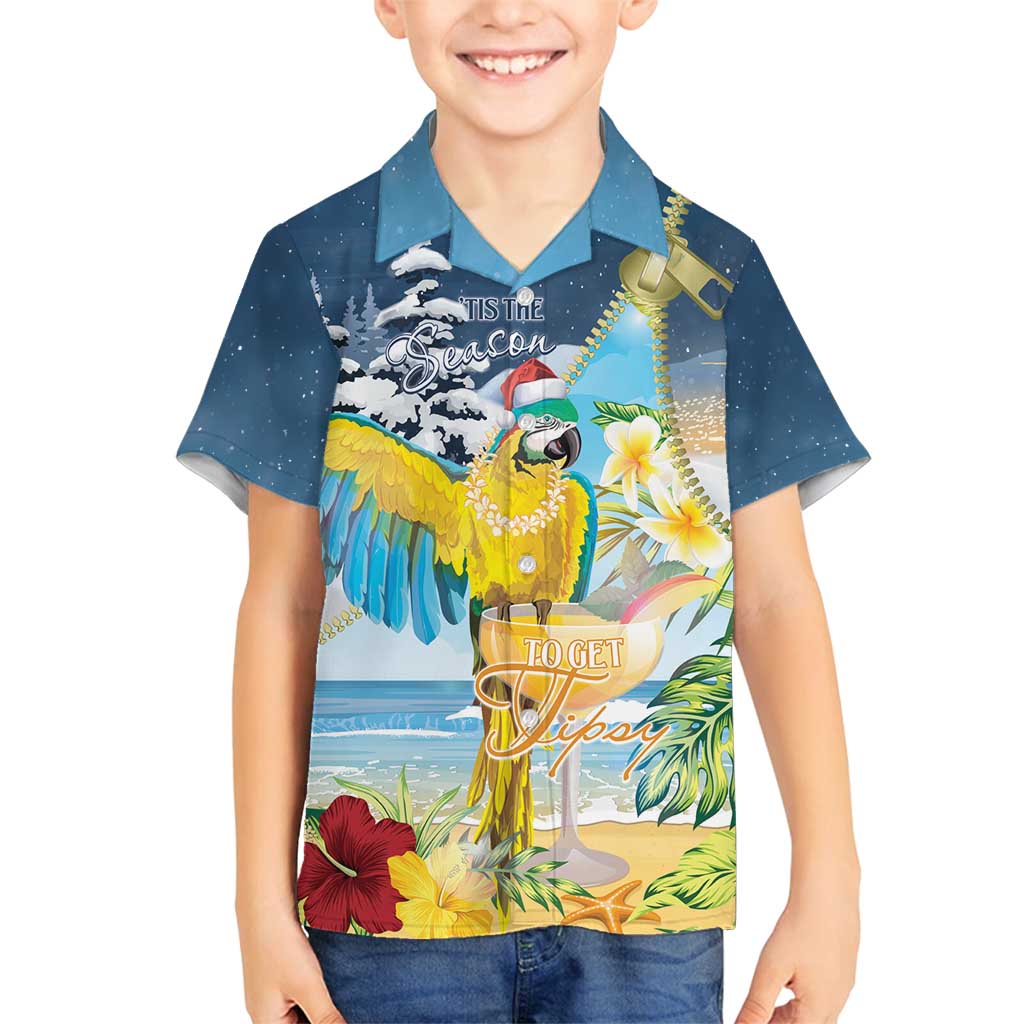 Funny Tropical Christmas Family Matching Long Sleeve Bodycon Dress and Hawaiian Shirt Tis The Season To Get Tipsy LT7 Son's Shirt Colorful - Polynesian Pride