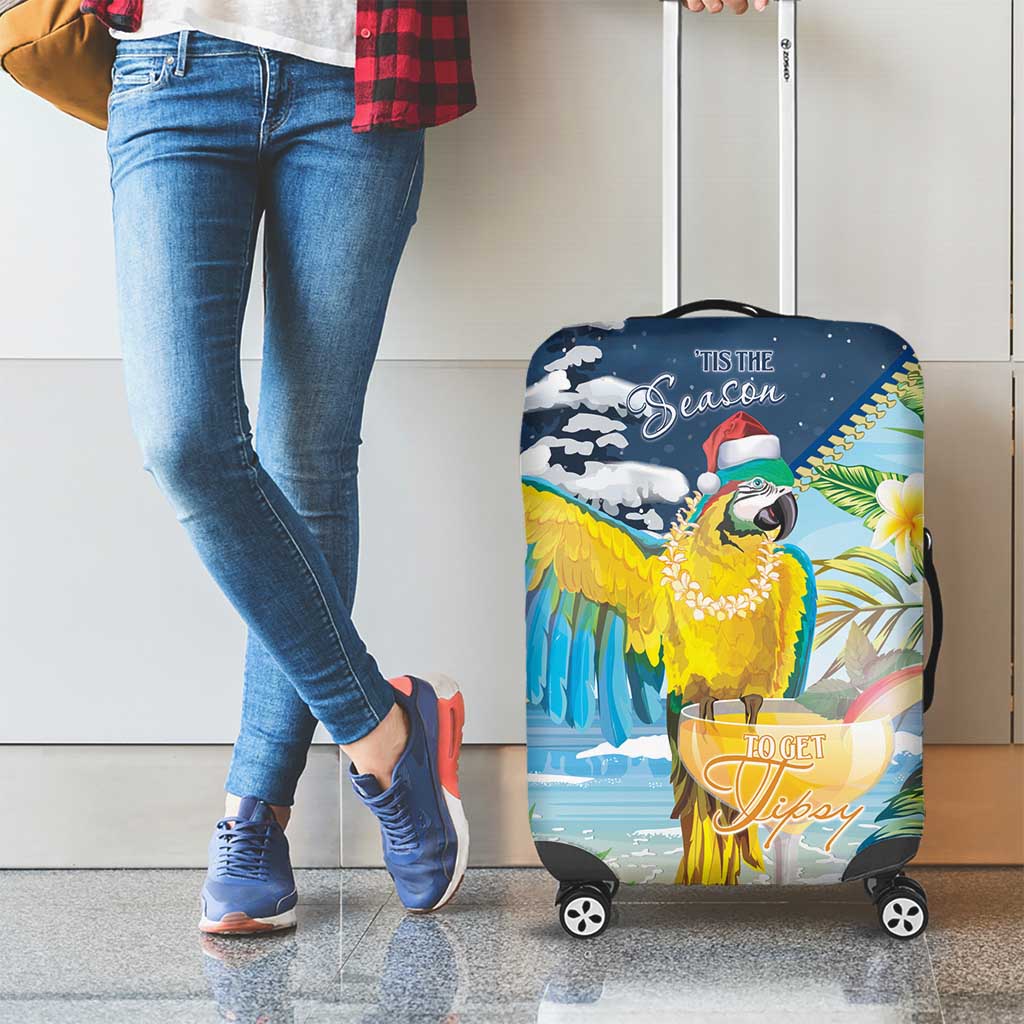 Funny Tropical Christmas Luggage Cover Tis The Season To Get Tipsy LT7 - Polynesian Pride
