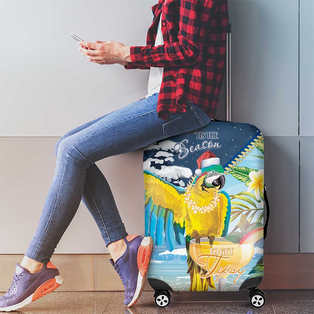 Funny Tropical Christmas Luggage Cover Tis The Season To Get Tipsy LT7 - Polynesian Pride