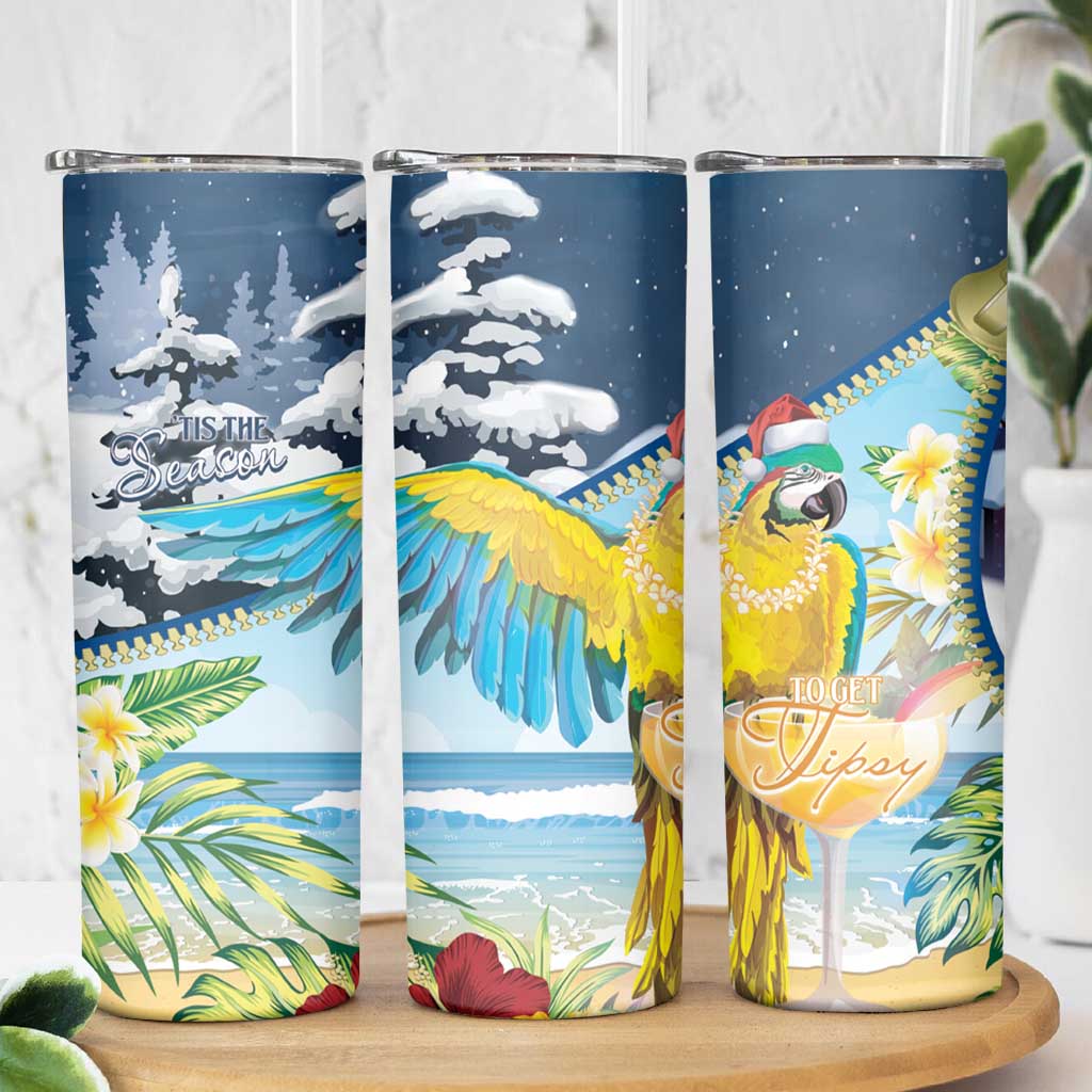 Funny Tropical Christmas Skinny Tumbler Tis The Season To Get Tipsy LT7 - Polynesian Pride
