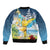 Funny Tropical Christmas Sleeve Zip Bomber Jacket Tis The Season To Get Tipsy