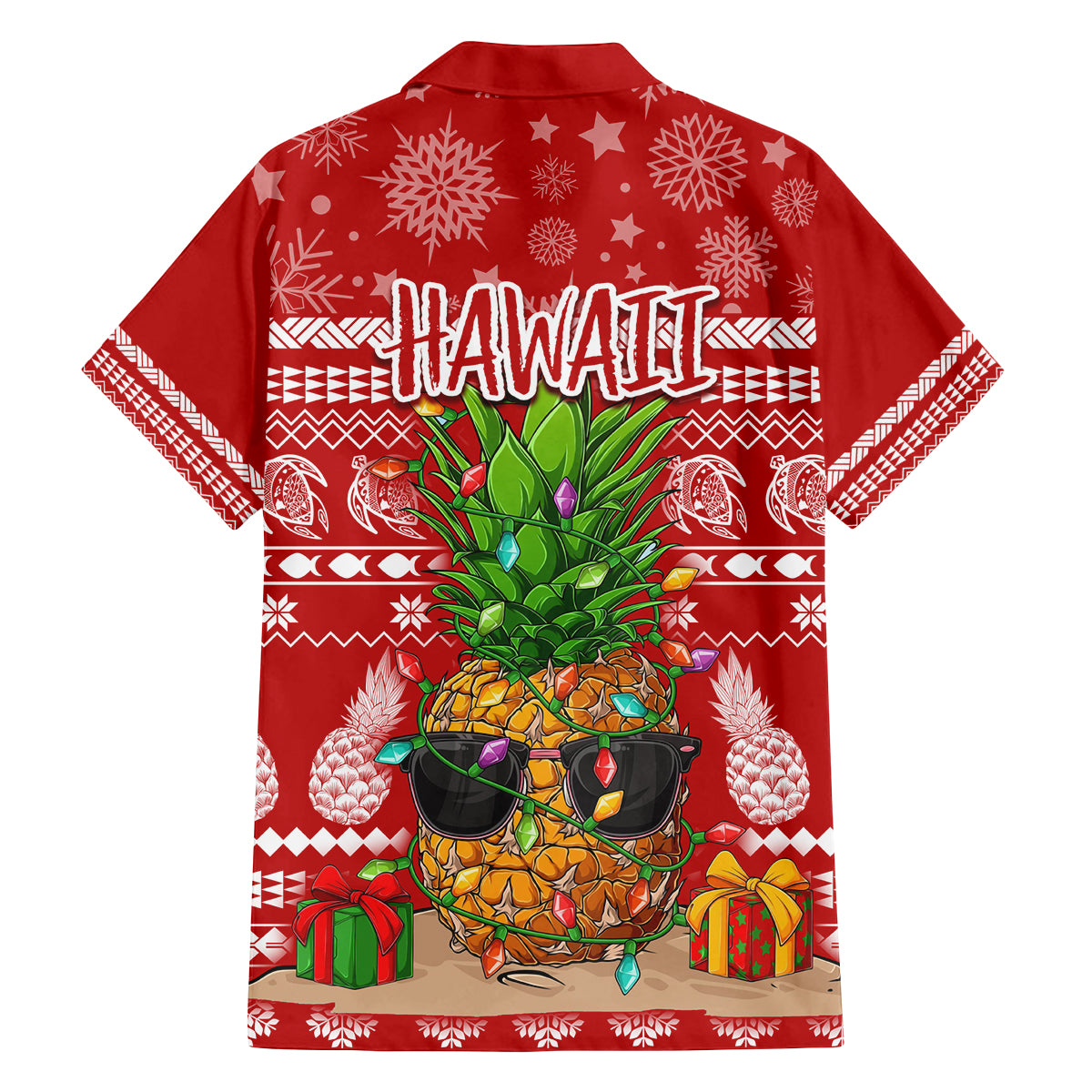 Hawaii Pineapple Christmas Family Matching Long Sleeve Bodycon Dress and Hawaiian Shirt Mele Kalikimaka LT7 - Polynesian Pride