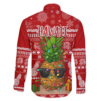 Hawaii Pineapple Christmas Family Matching Long Sleeve Bodycon Dress and Hawaiian Shirt Mele Kalikimaka LT7 - Polynesian Pride