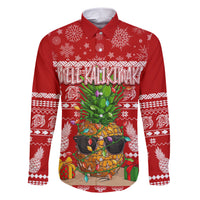 Hawaii Pineapple Christmas Family Matching Short Sleeve Bodycon Dress and Hawaiian Shirt Mele Kalikimaka LT7 Dad's Shirt - Long Sleeve Red - Polynesian Pride