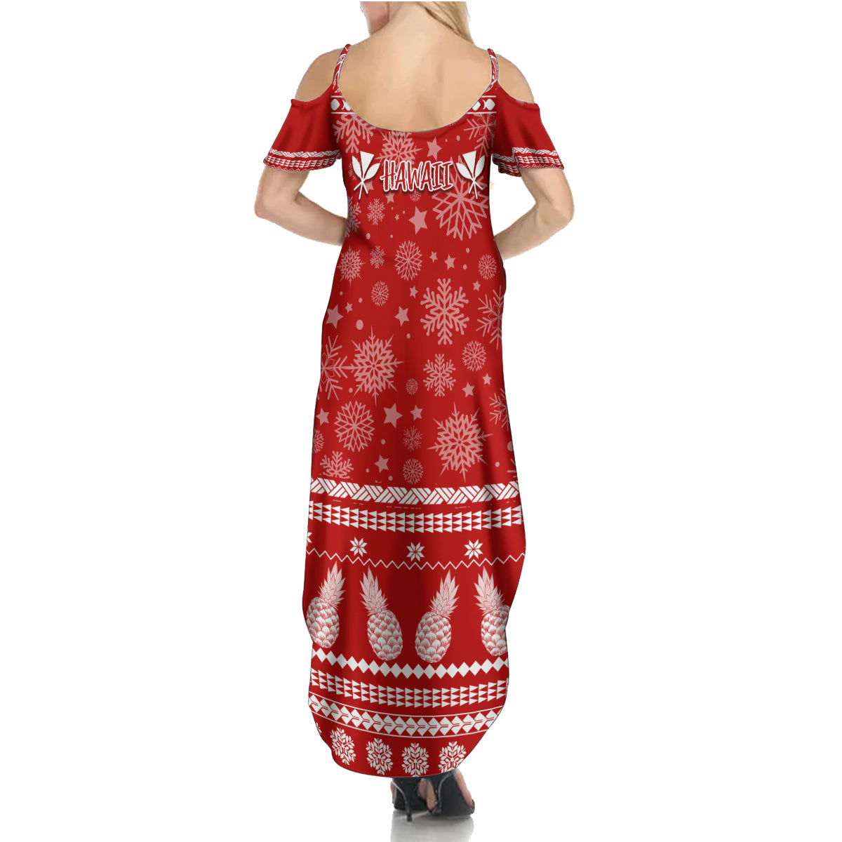 Hawaii Pineapple Christmas Family Matching Summer Maxi Dress and Hawaiian Shirt Mele Kalikimaka LT7 - Polynesian Pride