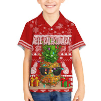 Hawaii Pineapple Christmas Family Matching Summer Maxi Dress and Hawaiian Shirt Mele Kalikimaka LT7 Son's Shirt Red - Polynesian Pride