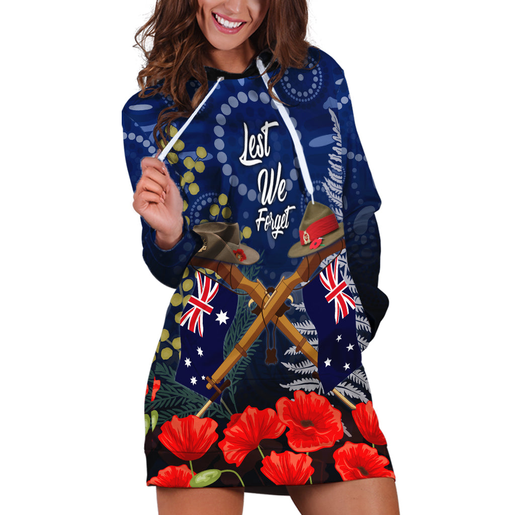 Anzac Hoodie Dress Australia Aboriginal Mix New Zealand Slouch Hats LT7 Blue - Polynesian Pride