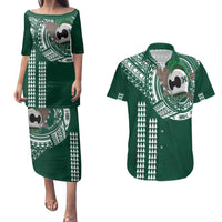 Hawaii Rainbow Warriors Personalized Couples Matching Puletasi and Hawaiian Shirt Kakau Ikakai Laau Pama