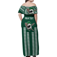 Hawaii Rainbow Warriors Personalized Family Matching Off Shoulder Maxi Dress and Hawaiian Shirt Kakau Ikakai Laau Pama