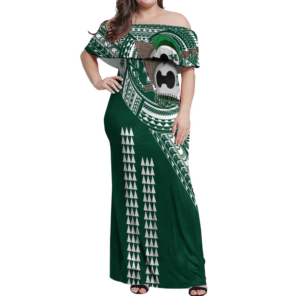 Hawaii Rainbow Warriors Personalized Off Shoulder Maxi Dress Kakau Ikakai Laau Pama