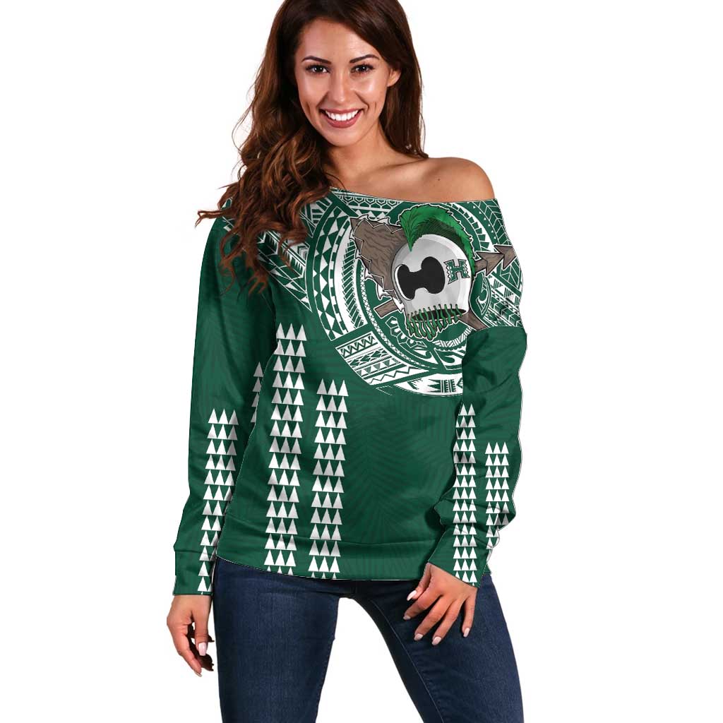 Hawaii Rainbow Warriors Personalized Off Shoulder Sweater Kakau Ikakai Laau Pama