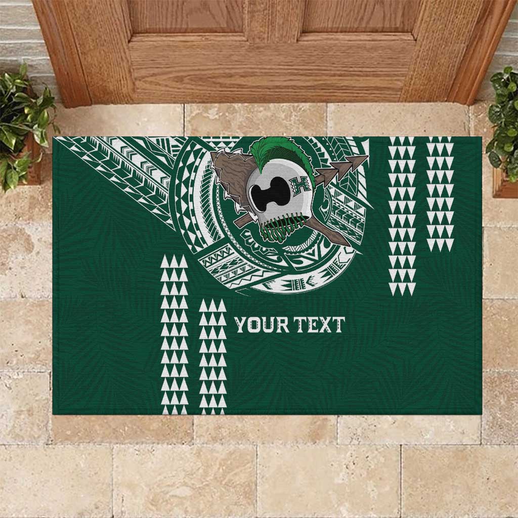 Hawaii Rainbow Warriors Personalized Rubber Doormat Kakau Ikakai Laau Pama