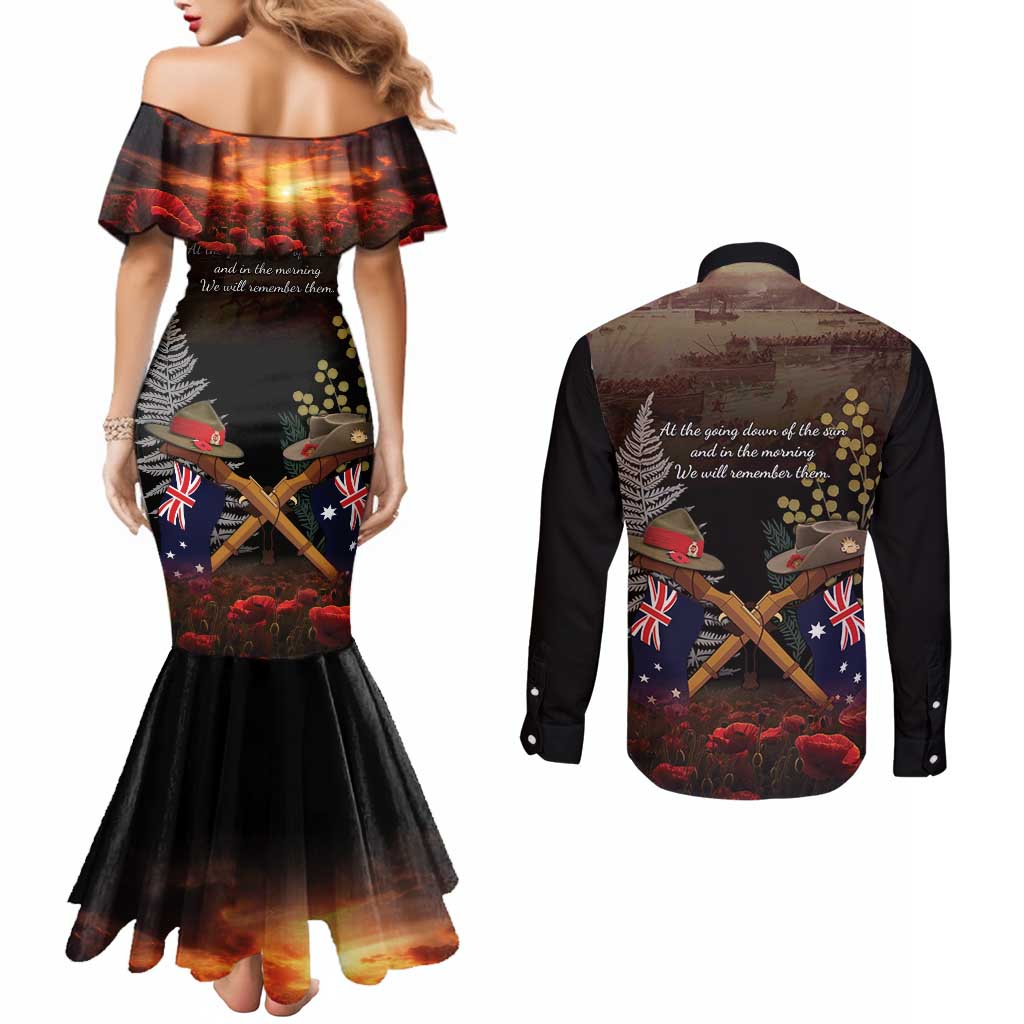Australia - New Zealand ANZAC Couples Matching Mermaid Dress and Long Sleeve Button Shirt Gallipoli ANZAC Cove Landing LT7 - Polynesian Pride