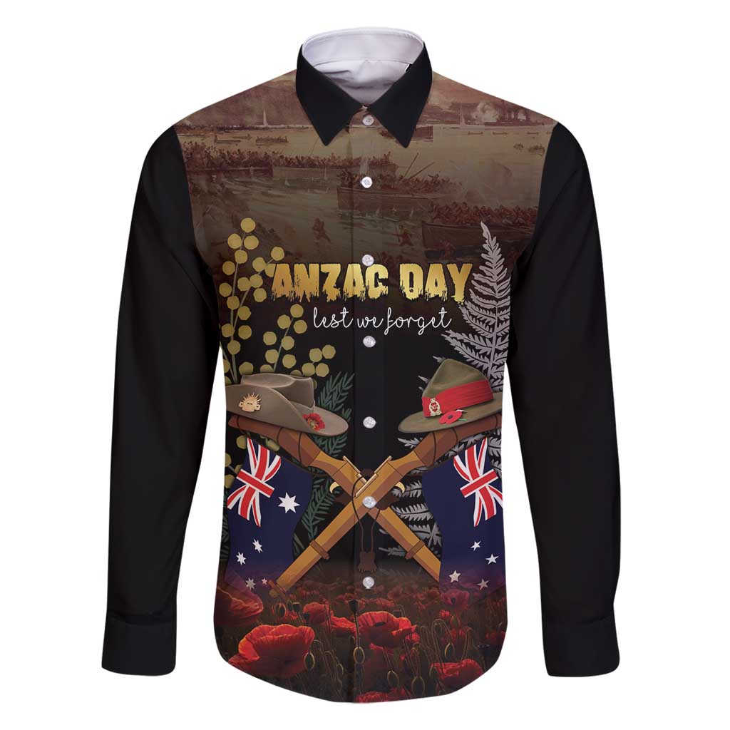 Australia - New Zealand ANZAC Family Matching Long Sleeve Bodycon Dress and Hawaiian Shirt Gallipoli ANZAC Cove Landing