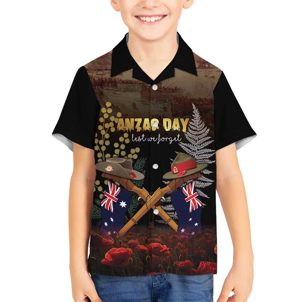 Australia - New Zealand ANZAC Family Matching Off Shoulder Maxi Dress and Hawaiian Shirt Gallipoli ANZAC Cove Landing