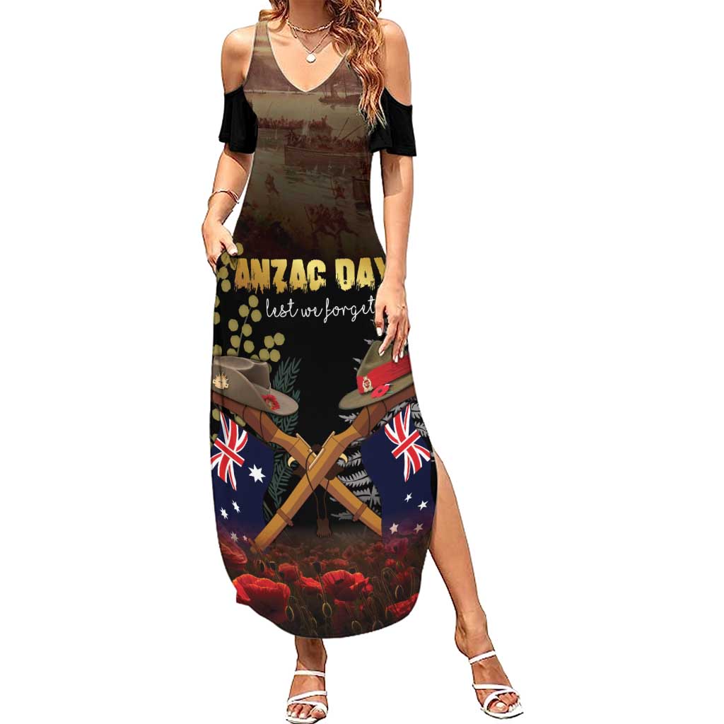 Australia - New Zealand ANZAC Family Matching Summer Maxi Dress and Hawaiian Shirt Gallipoli ANZAC Cove Landing