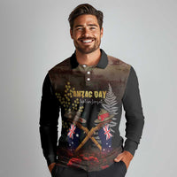 Australia - New Zealand ANZAC Long Sleeve Polo Shirt Gallipoli ANZAC Cove Landing LT7 - Polynesian Pride