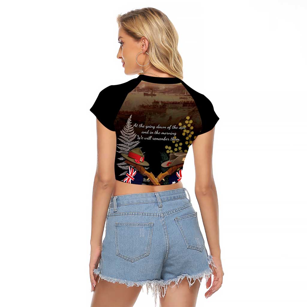 Australia - New Zealand ANZAC Raglan Cropped T Shirt Gallipoli ANZAC Cove Landing LT7 - Polynesian Pride