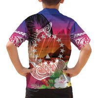 Kia Orana Cook Islands Family Matching Long Sleeve Bodycon Dress and Hawaiian Shirt Sunset Dream LT7 - Polynesian Pride